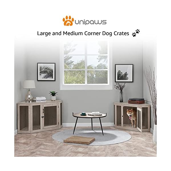 unipaws Medium Dog Crate Furniture with Cushion, Decorative Pet Crate for Corners, Dog Kennel House Indoor, Weathered Grey, Medium unipaws Medium Dog Crate Furniture with Cushion, Decorative Pet Crate for Corners, Dog Kennel House Indoor, Weathered Grey, Medium