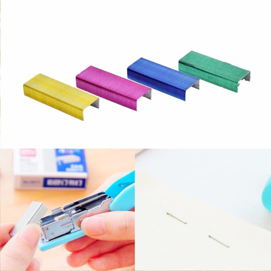 800-Count Mini Colored Staples Refills, 24mm/6mm Steel Staples for Standard Staplers, for DIY Crafts, Office and Home Use, Compatible with Most Staplers