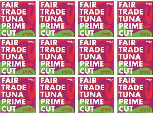 Fish 4 Ever | Yellowfin Tuna in Organic Olive Oil – 100% Pole & Line Caught, Sustainably Fished, High in Omega-3, Canned Tuna for Salads, Tapas & Pasta | 160g (Pack of 12)