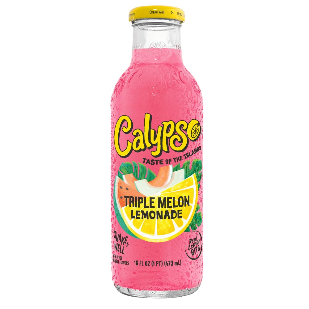 Calypso Triple Melon Lemonade 473ml 12er-Pack inkl. Pfand | Fruchtige Limonade mit Wassermelone, Honigmelone & Cantaloupe – Erfrischender US-Kultdrink für Sommer & Party