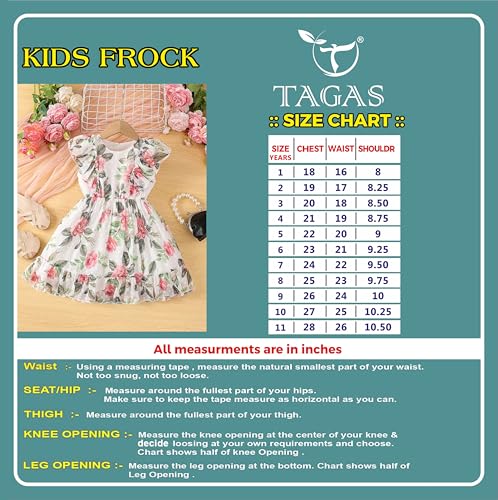 Image of TAGAS Girls Swiss Dot Floral Print Dress Sleeve Less Round Neck Elastic Waist Dress for Girls(KD-399)