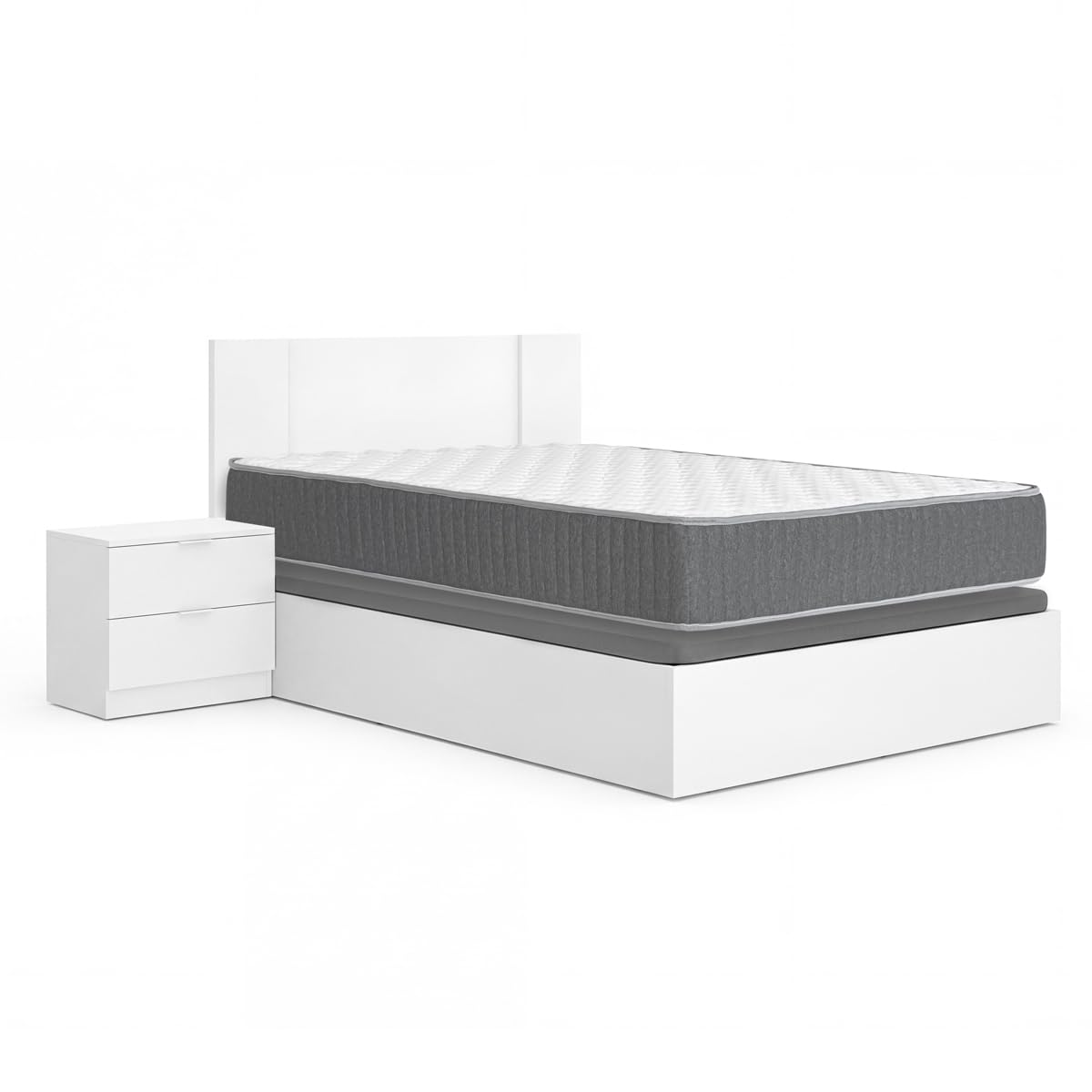 DEKIT - Pack Ahorro Dormitorio Canapé Nest con Cabezal Flow con 1 Colchón viscoelástico con muelles ensacados Aurea 135 x 190cm