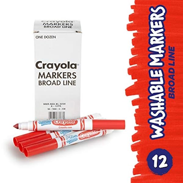 Crayola 12 Count Washable Bulk Markers, Red