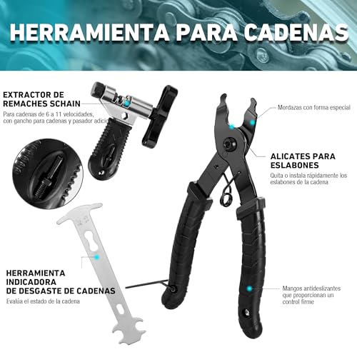 DURATECH 41 Piezas Juego de Reparación de Bicicleta, Maletín de Herramientas para Bicicleta, Herramientas de Neumáticos y Cadenas, Extracción de Pedales del Eje Central, para Reparar Bicicleta - imagen 3