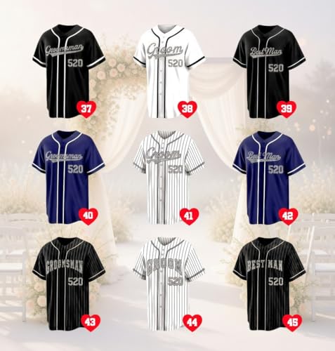 Custom Baseball Jersey - Personalized Groom Groomsmen Best Man Jersey, Bachelor Party Wedding Bride and Groom Shirts miniatura 7
