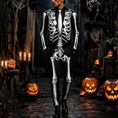 Skeleton Costume Men Halloween Suit For Adult Men Plus Size 2 Piece - image 2