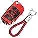 Cover Guscio Silicone per Chiave Audi – Custodia in TPU Morbida Cromata per Telecomando Audi A1 A2 A3 A4 A5 A7 Q1 Q3 Q5 TT Protezione con Portachiavi (Rosso)