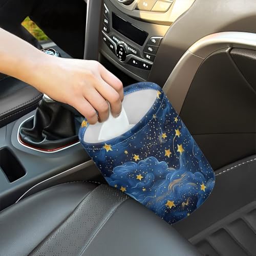 Image of Blue Star Car Carbage Bag Hanging Cute Car Trash Bag with Leak Proof Inside Liner and Hanging Strap Road Trip Must Haves for Kids