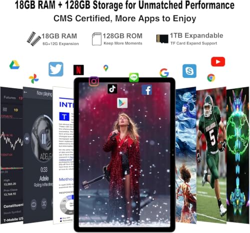 Image of 2026 11 inch Android Tablet with Gemini AI, 2-in-1 Tablet with Keyboard and Pen, 18GB RAM 128GB ROM 1TB Expand, 2K Display Octa-Core, 13MP Camera 9000mAh Battery, GPS Face ID, Quad Speakers
