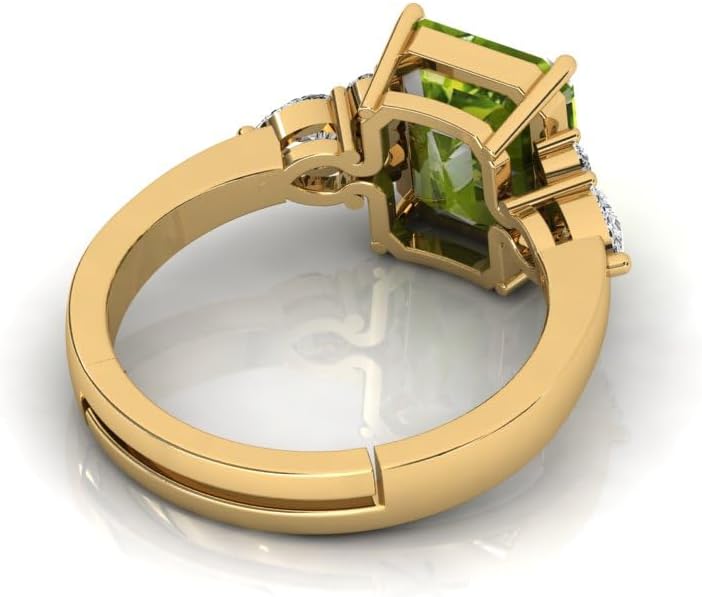 9.00 Carat Vintage Natural Peridot Gemstone Birthstone Green Peridot CZ Ring Dainty Promise Rings for Women's
