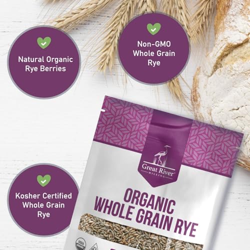 Image of Great River Milling Organic Whole Grain Rye Berries | High-Fiber, Nutrient-Rich Ancient Grain | Non-GMO, Kosher | Ideal for Baking, Sourdough, Salads, Pilaf & Soups | 5 Lb