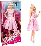 Barbie the Movie Doll, Margot Robbie as Barbie, Collectible Doll Wearing Pink and White Gingham Dress with Daisy Chain Necklace