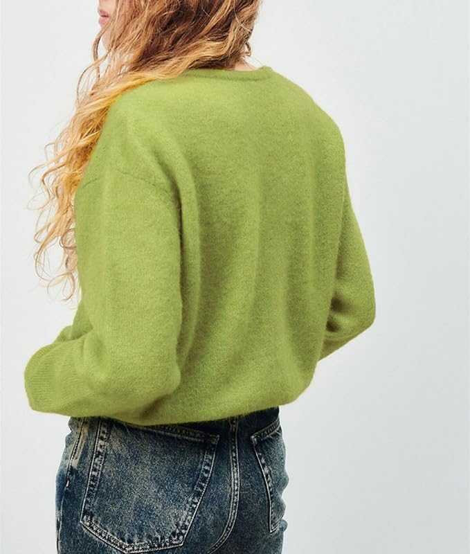 Cardigan Sweaters for Women Casual Button Down Long Sleeve Crewneck Sweaters Going Out Lightweight Knit Pullover Tops - Image 3