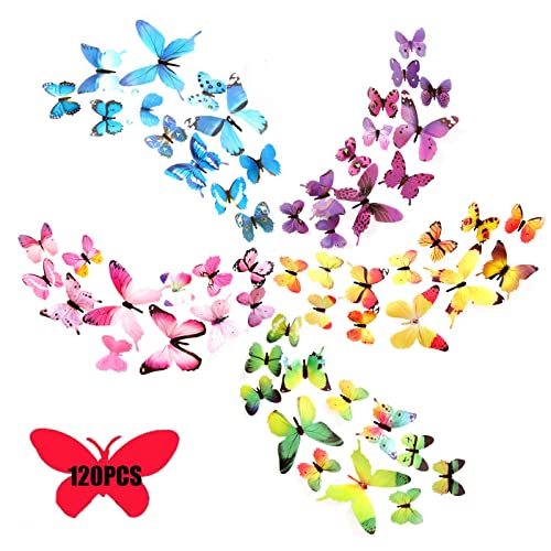 120 PCS Réutilisable Autocollants Muraux Papillon Papillon Muraux Autocollants Set Couleur Autocollants Muraux Papillon Muraux de Papillons 3D Sticker Mural Autocollants Bricolage Papillon pour DIY thumbnail