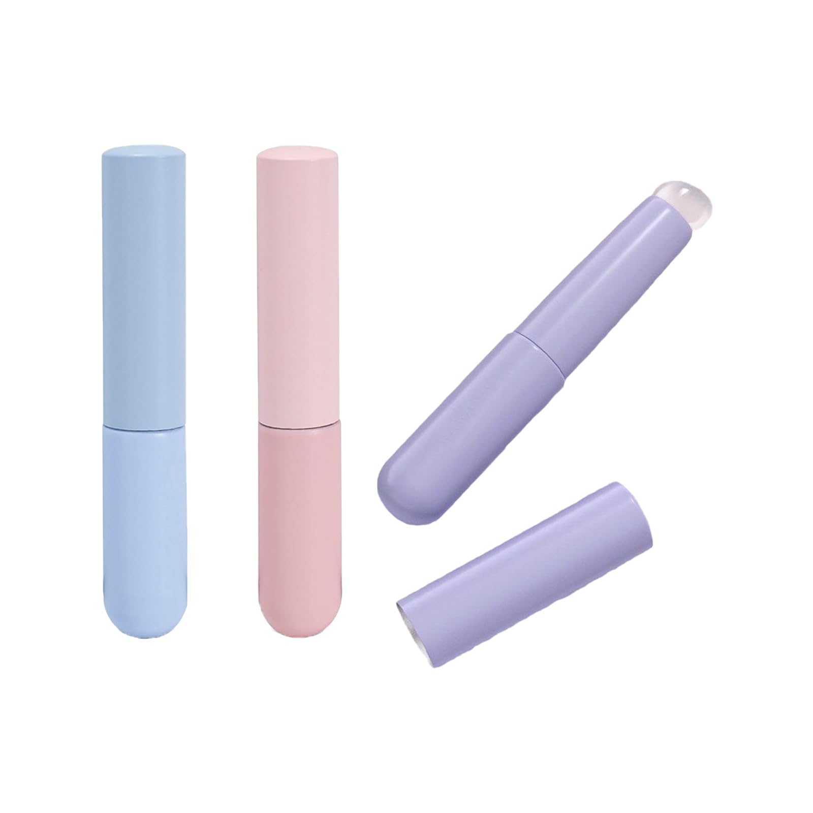 Sicheii 3Pcs Soft Silicone Lip Brush with Cover, Portable Lip Balm Makeup Applicator