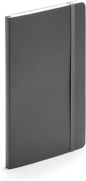 Poppin Medium Soft Cover Notebooks - Dark Gray, Bulk Pack, 100 count, 192 Lined Pages of 70 GSM Paper, Interior Back Pocket for Receipts and Notes, Elastic Closure and Ribbon Bookmark