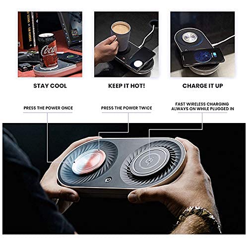 Coffee Mug Warmer, Minxue Drink Cooler With Wireless Charger For Home Office Desk Use,Warming, Cooling And Charging All In 1 #TOP4