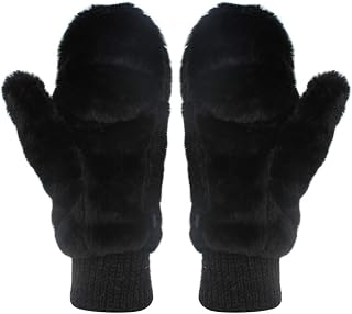 Orityle Eilova Unisex Winter Fluffy Gloves Mittens Windproof Fleece Plush Gloves with Warm Mitten Cover for Women Girls Boys