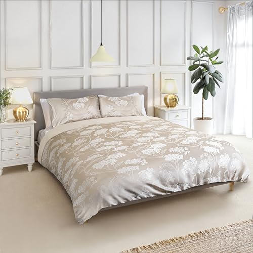 Image of Emma Barclay Blossom - Embellished Jacquard Duvet Set in Cream - King