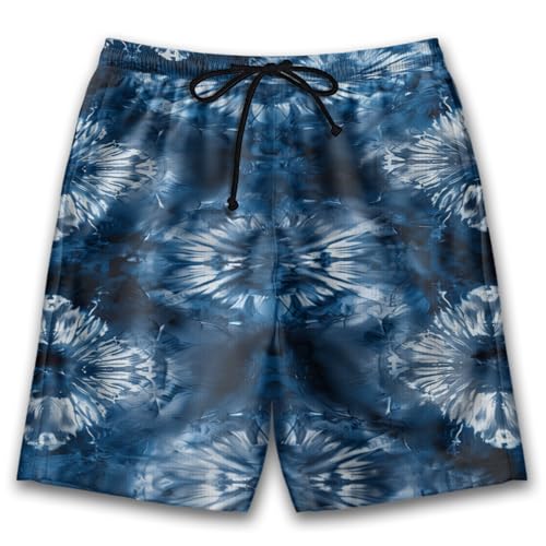 Tie Dye Mens Swim Trunks - Party Hawaiian Mens Shorts Casual - Summer Drawstring Beachwear Shorts PA7