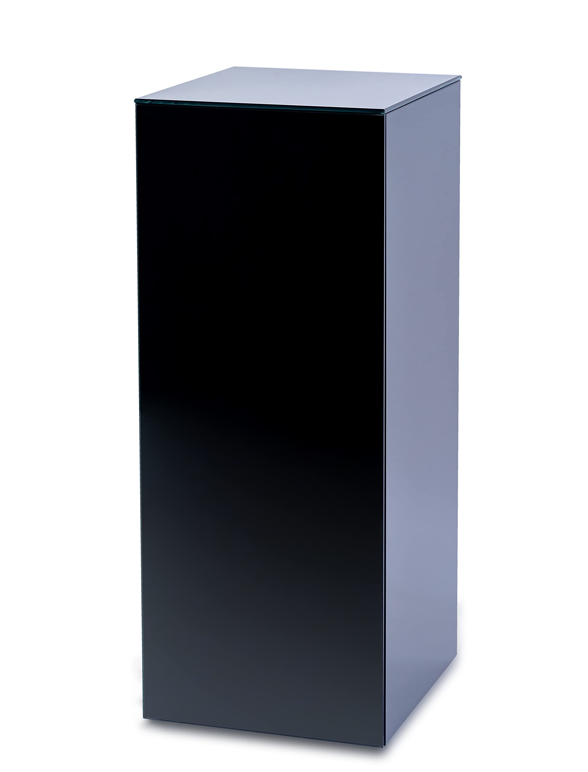 Blumensäule, Säule, Dekosäule, Podest, Glassäule Emilia aus schwarzem Glas (30 x 30 x 90cm)