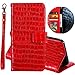 Produktbild Miagon Krokodil Flip Hülle für Xiaomi Redmi 8A,Stilvoll PU Leder Wallet Tasche mit Standfunktion Magnetisch Brieftasche Bookstyle Schutzhülle,Rot