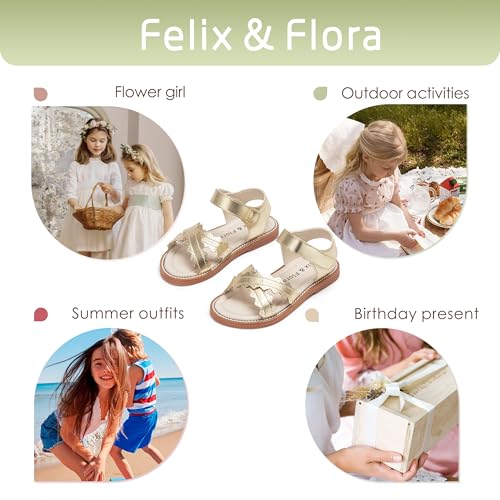 Image of Felix & Flora Toddler Girl Sandals - Little Girl Easter Dress Shoes Lightweight Open Toe Beach Holiday Flats