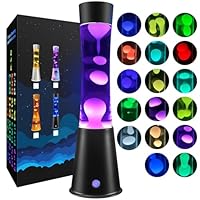 AONESY Große Lavalampen Schwarz mit Fernbedienung: Lavalampe Glitzer 8-Stunden Aus Timer | Nachttischlampe Groß 17 Farbwechsel Steuerbar für Kinder Erwachsene | 15,5" Lavalampe Klein