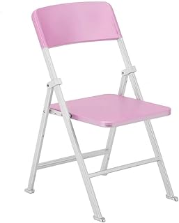 Casa de muñecas Silla plegable, escala 1/6 Casa de muñecas Muebles en miniatura Silla plegable Colorido DIY Aleación de plástico Juguetes de casa de muñecas Hecho a mano 3D Mini muñecas(Rosado)