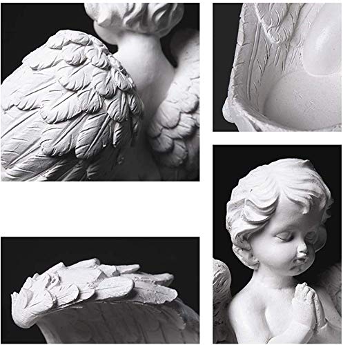 Yqjymfz Praying Cherub Statues With Wings,Angel Collectible Figurines,Indoor Outdoor Home Garden Decoration,Bonded Marble Resin Vintage Ornaments White 13X14.5X15.5Cm(5X6X6Inch) #TOP6