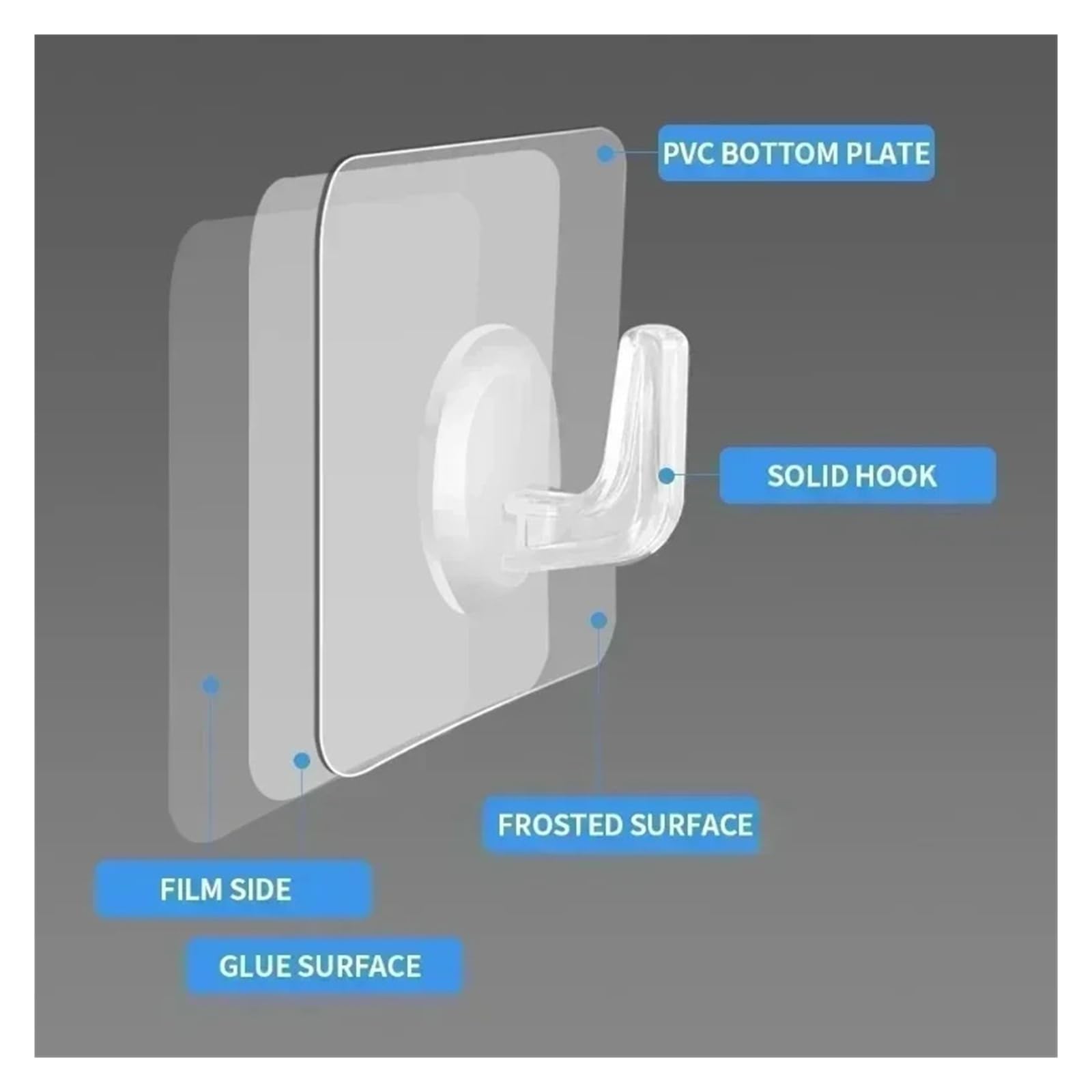 Gancho Autoadhesivo for Puerta Transparente, Gancho de Pared for niños, Estante de Carga Pesada, Cocina, baño, Toalla, Llavero, 5/10/20/30 Uds.