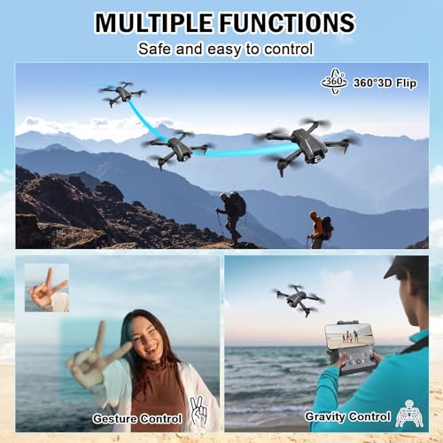 Drone for Kids Adults, RC Quadcopter with 1080P HD FPV Camera for Beginners, Foldable Mini Drone with Obstacle Avoidance, Headless Mode, One Key Take Off/Landing, Speed Adjustment, 3D Flips, 2 Batteries - Thumbnail 6