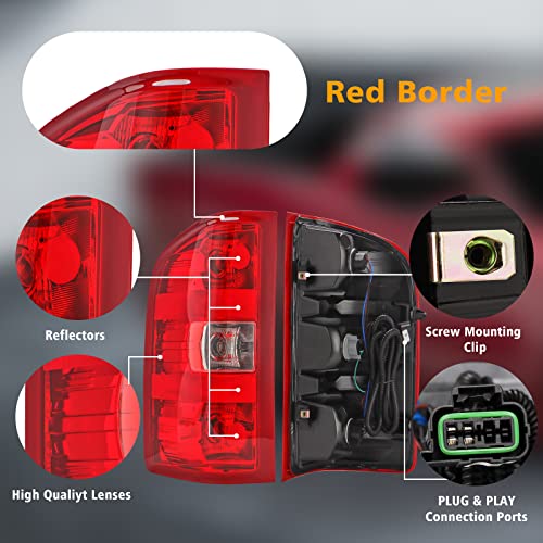 Image of Tail Light Assembly Compatible with 2007-2013 Chevy Silverado 1500 2500HD 3500HD Pickup Truck Taillights Factory Style Rear Brake Lamps OE Replacement, Driver Side
