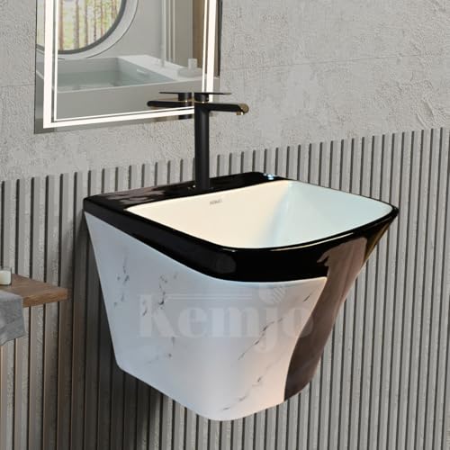 Image of Wall Mounted Wash Basin for Bathroom | Wall Hung Wash Basin /Sink (15.35 x 16.14 x 13 Inch, SFKOP - 214)