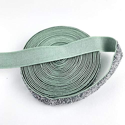 Worlds Frosted Glitter Elastic Metallic Velvet Ribbon For Hair Ties Diy Crafts,Baby Girl Head Bow 5 Yards 5/8"Inch (Silver) #TOP1