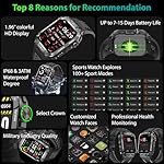 Military Smart Watch for Men with Call Function,Fitness Smartwatch for Android Phones and iPhone,Waterproof Fitness Tracker with Blood Oxygen/Heart Rate/Sleep/100+ Sport Modes, Watches for Men - Image 4