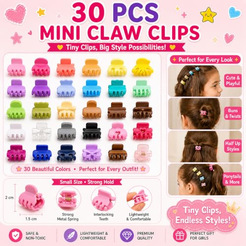 Image of 150 Pcs Hair Accessories for Kids Girls | Cute Baby Hair Clips, Rubber Bands, Hair Beads & Mini Claw Clips Combo | Hair Accessories for Baby Girl | Kids Hair Clips Set | Mixed Designs