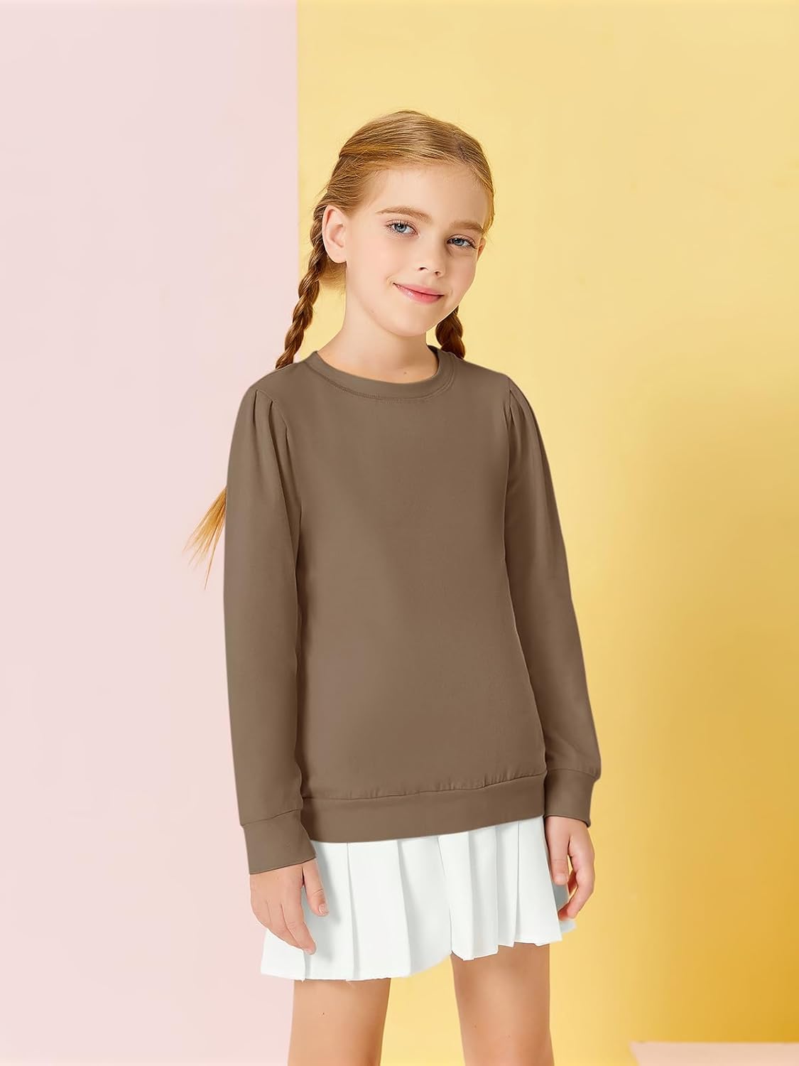 Girls Long Sleeve Shirts Kids Fashion Crewneck tops Cute Fall Outfits 5-14 Years - Image 5