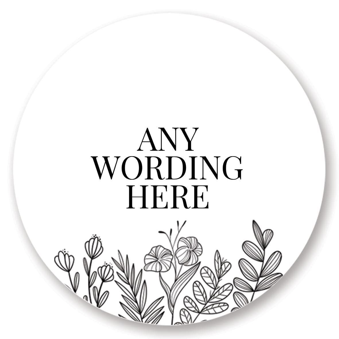 Personalised Floral Wedding/Hen Party/Baby Shower/Birthday Stickers Labels (37mm (35 per Sheet), Any Wording, White)