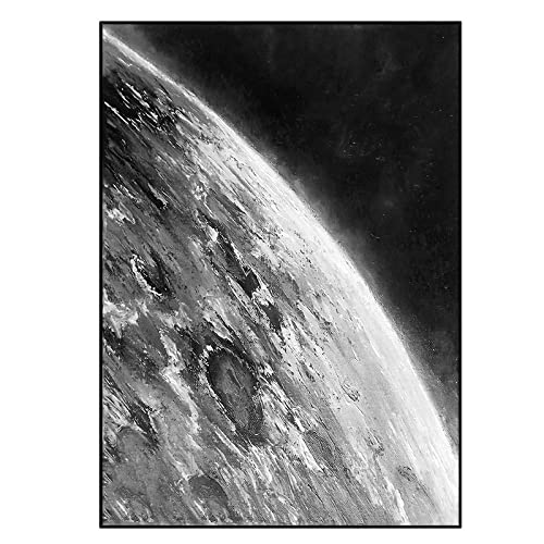 Peintures acryliques peintes à la main toile lune 3D rétro
