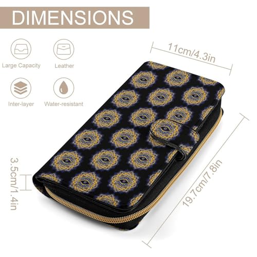 Mandala Evil Eye Womens Wallet RFID Blocking Genuine Leather Multi Credit Card Large Capacity Clutch Travel Purse2