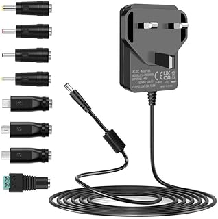 Mareisa 5V DC Power Supply, 5Vdc 3A 2A 1A AC Adapter, Charger for 5Volts Baby Monitor Bluetooth Speaker TV Box ADSL Cats HUB Android Device Breast Pump with 8 Tips DC Power Cord.