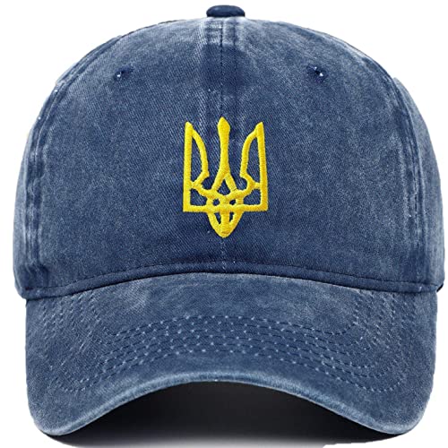 Tsffae Casquettes De Baseball D'ukraine, Coton Lavé Vintage Réglable, Chapeau De De Sport Ukrainien, Couvre-Chef Brodé pour Hommes Femmes