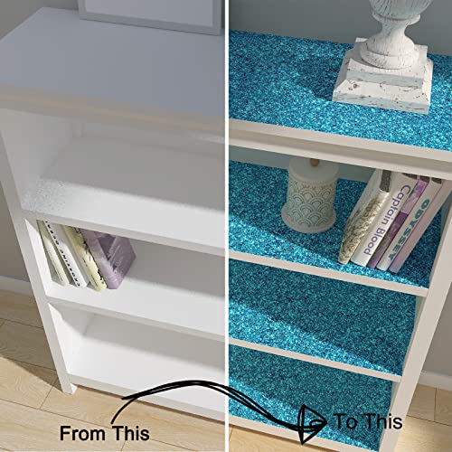 Decotalk Blue Glitter Wallpaper Stick And Peel Glitter Wallpaper 17.7"X120" Blue Wallpaper Glitter Contact Paper For Walls Removable Glitter Wall Paper For Gifts Wrapping Sparkle Wallpaper Decorative #TOP5