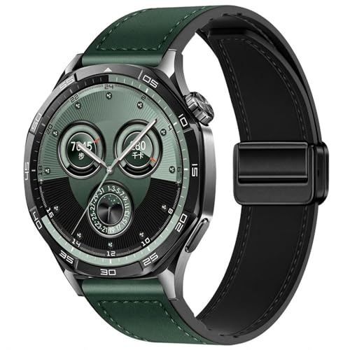 Image of AONES Watch Strap Leather Silicone Magnetic Belt 20mm Compatible for Compaq Q Watch Balance Smartwatch Band