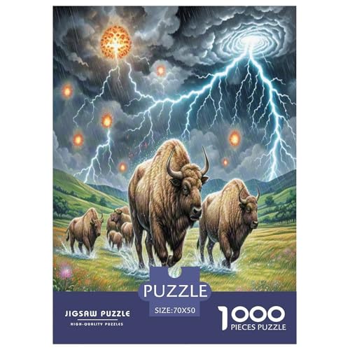 Puzzle imposible de 1000 piezas del bisonte americano, gran reto mental de 70x50 cm
