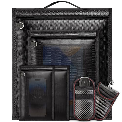 6pack Faraday Bags Large Faraday Cage Anti-Tracking Faraday EMP Bag for Laptops & Tablets & Phones & Car Keys Fireproof & Waterproof RFID Signal Blocker Bag
