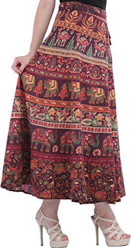 Wrap-On Long Skirt with Printed Elephants and Camels2