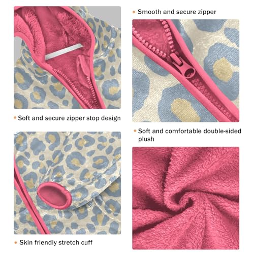 Leopard Print Toddler Kids Polar Fleece Warm Jacket Baby Girls Zip-up Lightweight Long Sleeve Coat 9-10T3