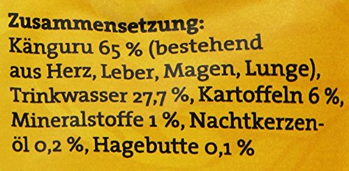 dogz finefood Hundefutter nass - N° 6 Känguru - Feinkost Nassfutter für Hunde & Welpen - getreidefrei & zuckerfrei - hoher Fleischanteil, 12 x 100 g Beutel